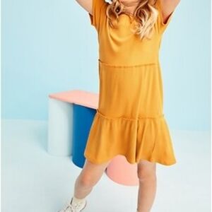 Old Navy Girls Kids Size X-LG 14-16 Sunflower Gold 3-Tiered Rib Knit Dress NWT